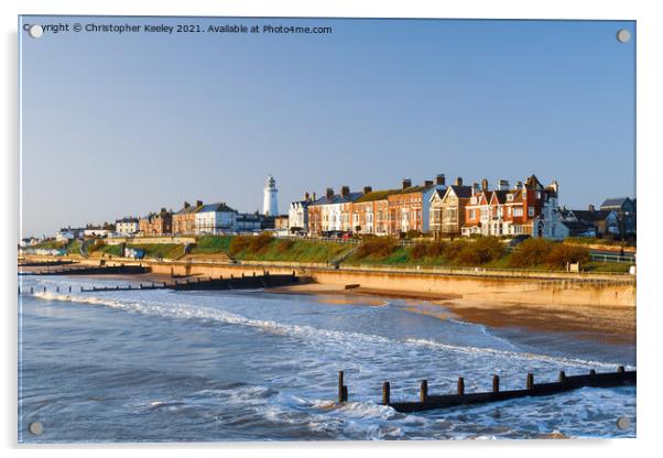Southwold beach and sea Acrylic by Christopher Keeley