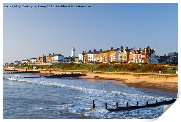 Southwold beach and sea Print by Christopher Keeley