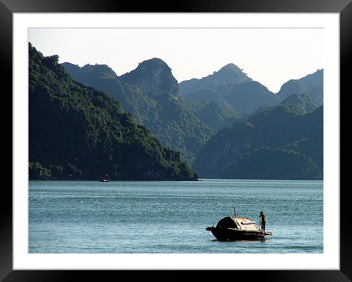 Boat in Halong Bay Framed Mounted Print by Serena Bowles
