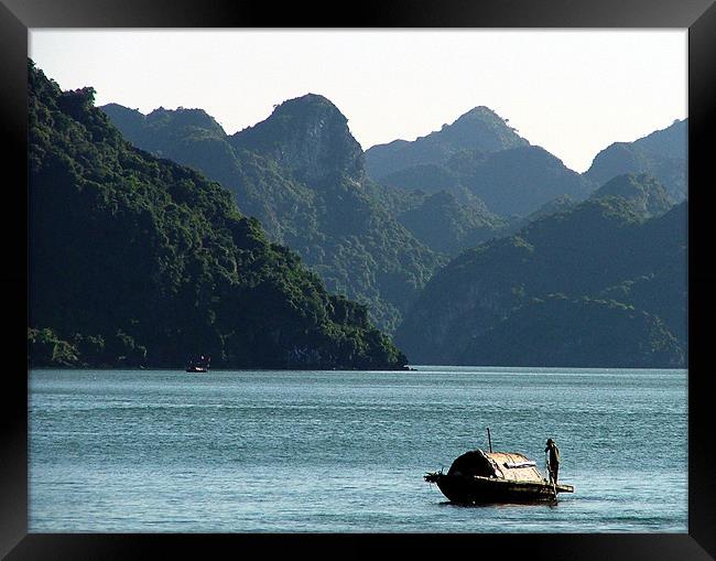 Boat in Halong Bay Framed Print by Serena Bowles