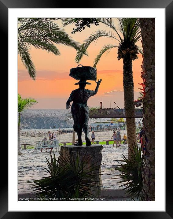 Surreal Statue Scene in Los Cristianos Tenerife Framed Mounted Print by Deanne Flouton
