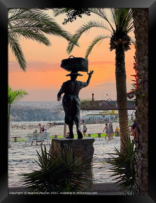 Surreal Statue Scene in Los Cristianos Tenerife Framed Print by Deanne Flouton