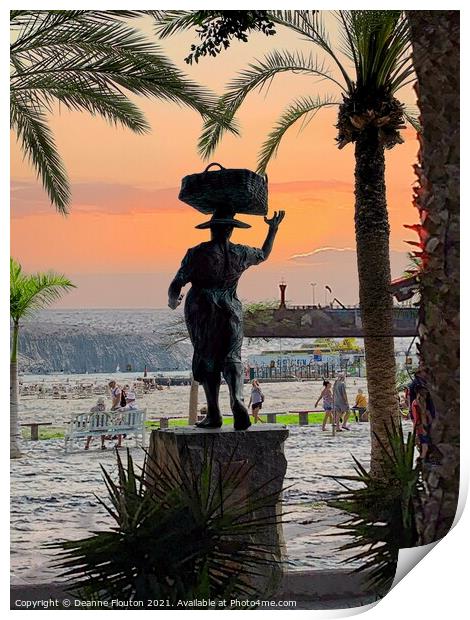Surreal Statue Scene in Los Cristianos Tenerife Print by Deanne Flouton