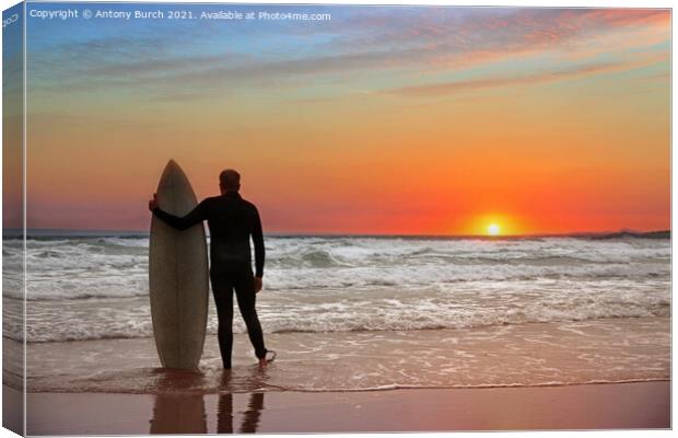 Sunset Surfer Canvas Print by Antony Burch