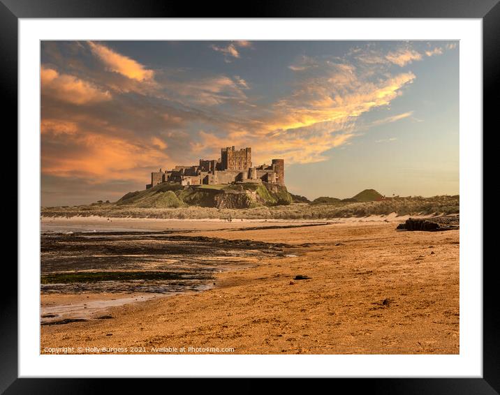 Mesmerising Bamburgh Castle at Dusk Framed Mounted Print by Holly Burgess