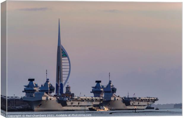 Majestic Warships in Portsmouth Harbour Canvas Print by Paul Chambers