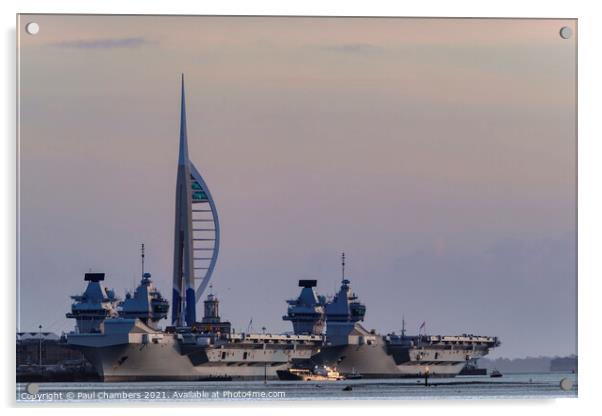 Majestic Warships in Portsmouth Harbour Acrylic by Paul Chambers