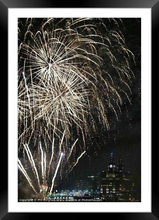 Fireworks over Royal Liver Building Framed Mounted Print by Phil Longfoot