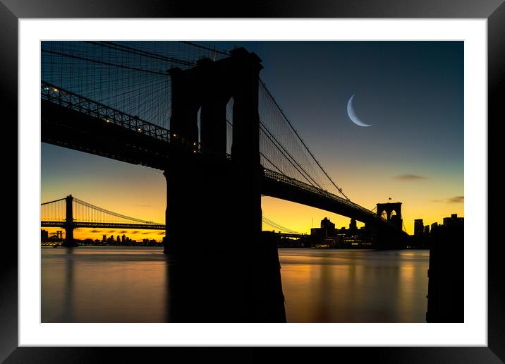 Daybreak At The Brooklyn Bidge Framed Mounted Print by Chris Lord