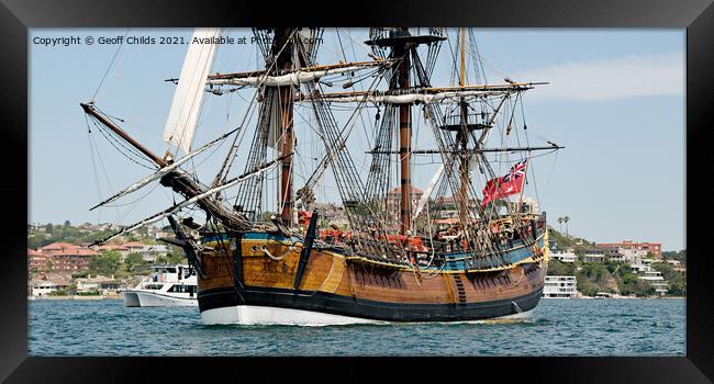Tall Ship Endeavour, Navy Centenary. Framed Print by Geoff Childs