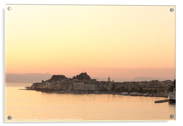 Dawn over Corfu Town, Greece Acrylic by Kevin Hellon