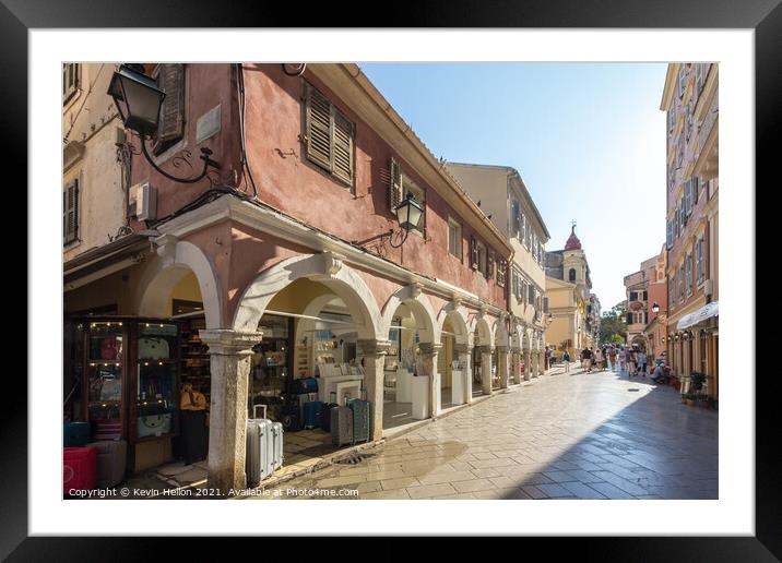 Venetian architecture in old Corfu town Framed Mounted Print by Kevin Hellon