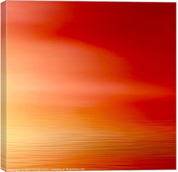 Fiery Sunset Over Cornwall Canvas Print by Beryl Curran