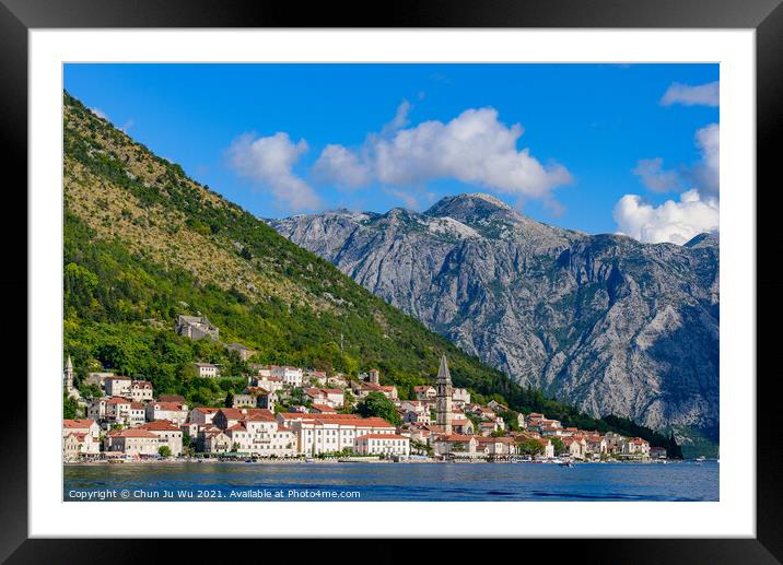 Perast, an old town on the Bay of Kotor in Montenegro Framed Mounted Print by Chun Ju Wu