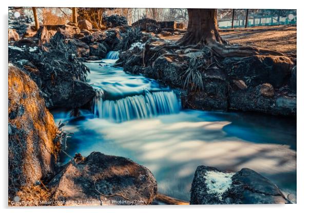 Long exposure of Beddington Park waterfall Acrylic by Milton Cogheil