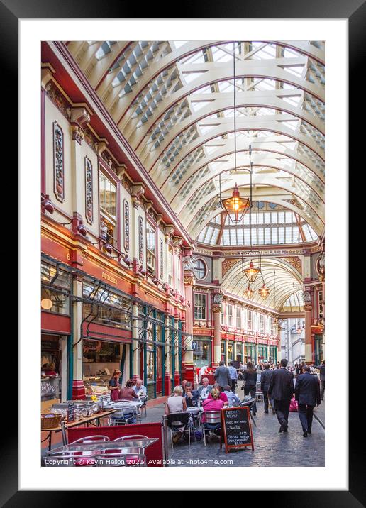 People shopping and walking in Leadenhall Market Framed Mounted Print by Kevin Hellon