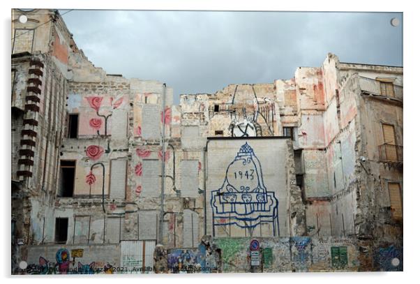 Dereliction In Palermo  Acrylic by Alexandra Lavizzari