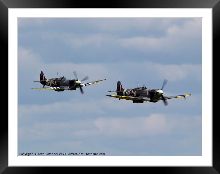 RAF Spitfire Pair Framed Mounted Print by Keith Campbell
