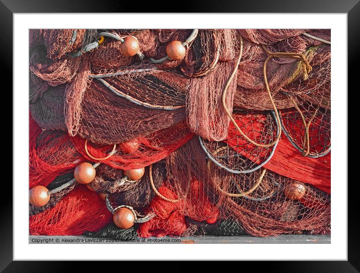 Red Fishing Nets Framed Mounted Print by Alexandra Lavizzari
