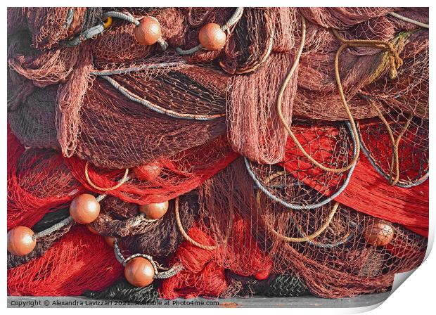 Red Fishing Nets Print by Alexandra Lavizzari