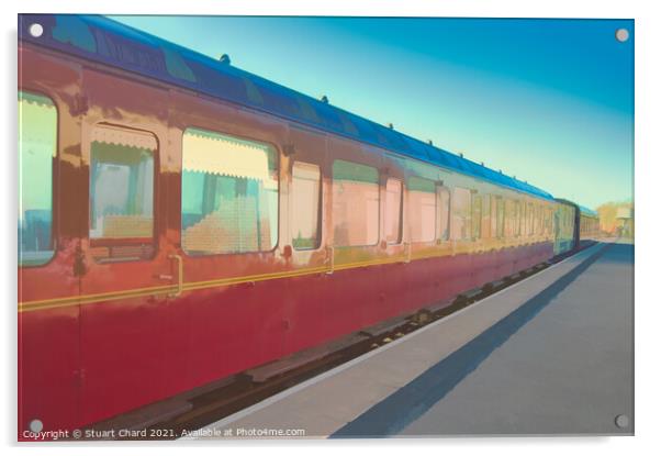 Steam train coaches at Chasewater Acrylic by Travel and Pixels 
