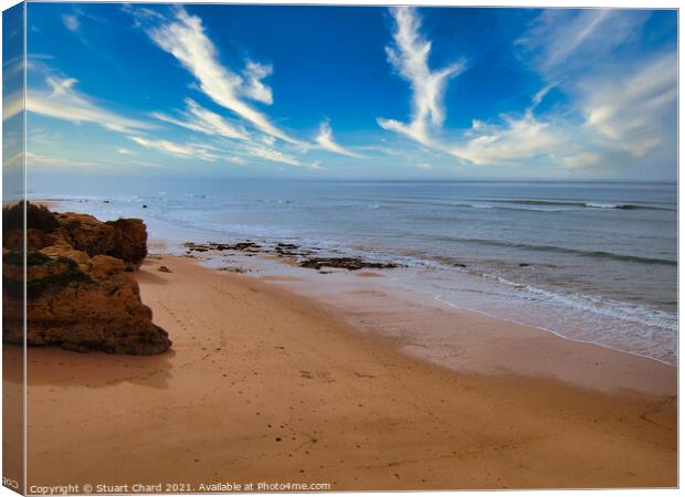 Praia de Oura beach  Algarve,Portugal Canvas Print by Travel and Pixels 