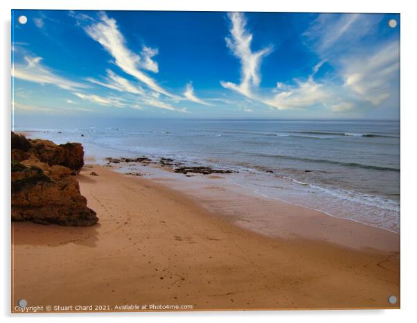 Praia de Oura beach  Algarve,Portugal Acrylic by Stuart Chard