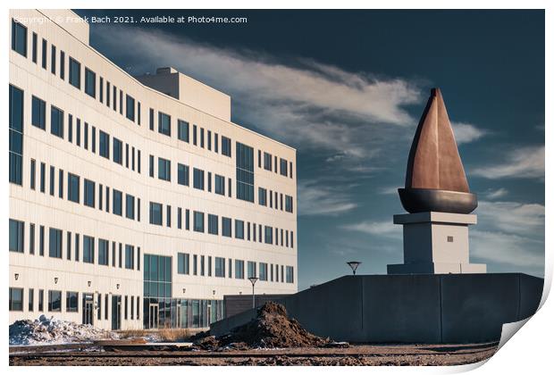 Statue on Esbjerg harbor for Claus Soerensen, Denmark Print by Frank Bach