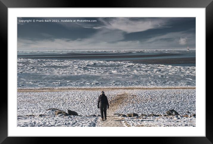Esbjerg Beach in Esbjerg at a sunny winters day, Denmark Framed Mounted Print by Frank Bach