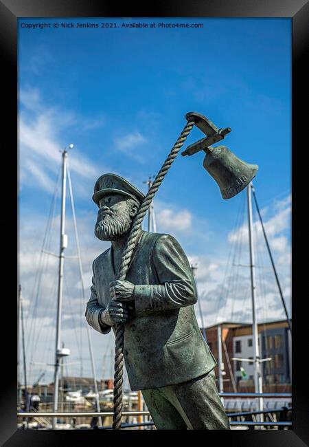 Captain Cat Statue Swansea Marina South Wales Framed Print by Nick Jenkins