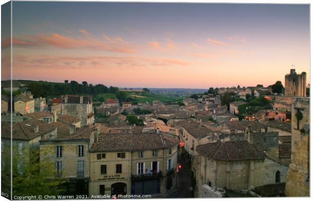 Early evening at St Emilion  Canvas Print by Chris Warren