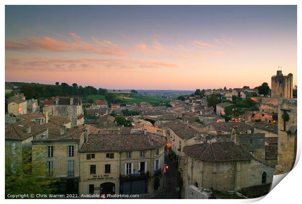 Early evening at St Emilion  Print by Chris Warren