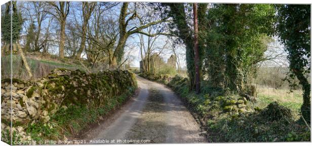 Country Road in Waterfall, Staffordshire-Panorama Canvas Print by Philip Brown
