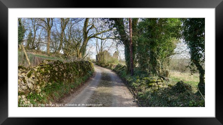 Country Road in Waterfall, Staffordshire-Panorama Framed Mounted Print by Philip Brown