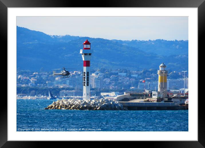 Coming into Land in Cannes Framed Mounted Print by Ann Biddlecombe
