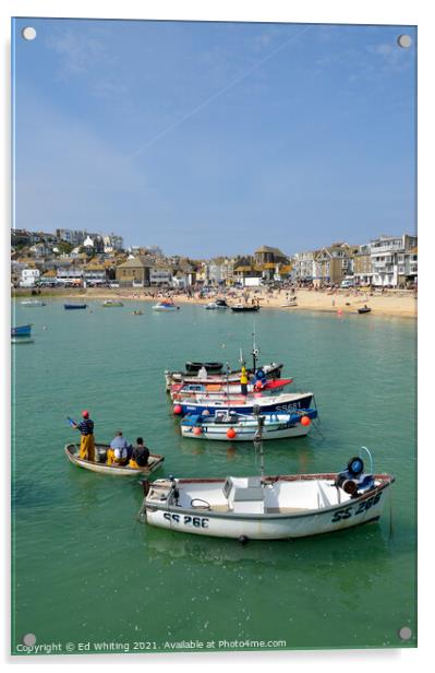 Fisherman in St Ives. Acrylic by Ed Whiting