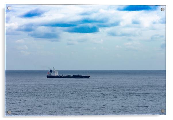 cargo ship on the high seas sailing towards port Acrylic by David Galindo