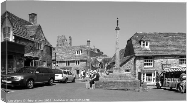 Corf Castle Village in Dorset, UK, Panorama Canvas Print by Philip Brown
