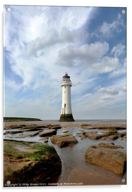 New Brighton Lighthouse, The Wirral, Uk Acrylic by Philip Brown