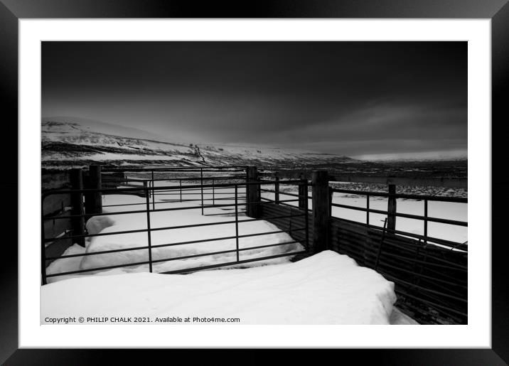 Yorkshire dales  with a snow storm coming.  Framed Mounted Print by PHILIP CHALK
