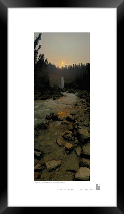 Sunset on Falls: Yoho Valley (Rockies) Framed Mounted Print by Michael Angus