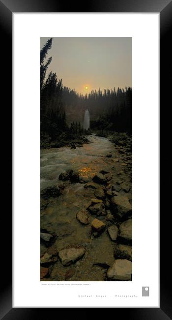 Sunset on Falls: Yoho Valley (Rockies) Framed Print by Michael Angus
