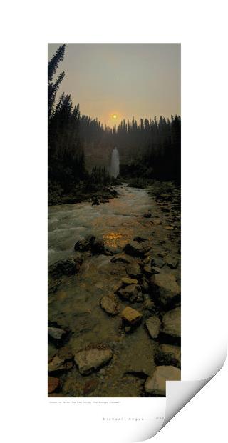 Sunset on Falls: Yoho Valley (Rockies) Print by Michael Angus