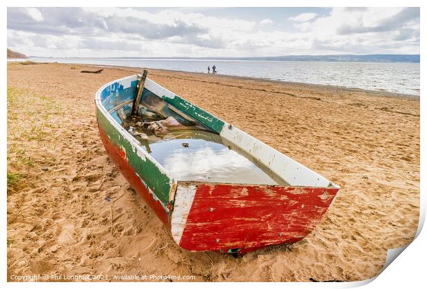 Boat on Thurstaston Beach Print by Phil Longfoot