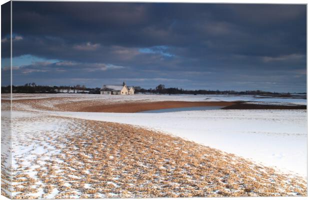 Shingle Street In The Snow Canvas Print by ROBERT HUTT