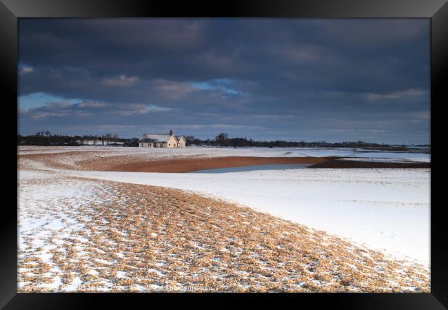 Shingle Street In The Snow Framed Print by ROBERT HUTT