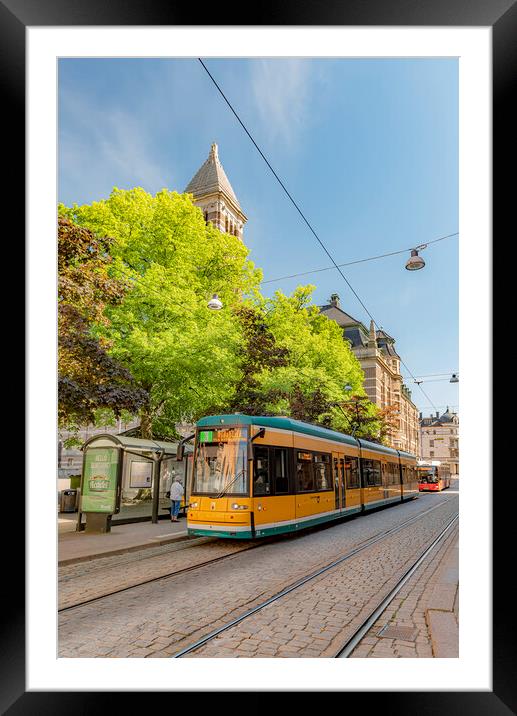Norrkoping Stationary Tram Framed Mounted Print by Antony McAulay