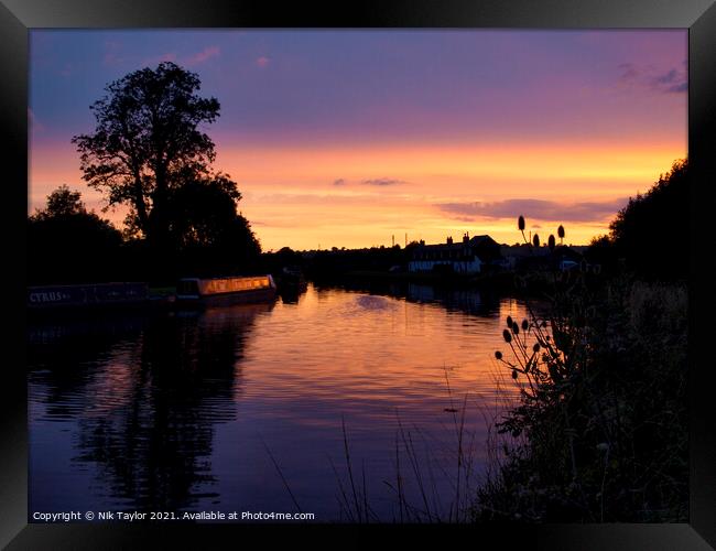 Sunset on the Gloucester and Sharpness Canal Framed Print by Nik Taylor