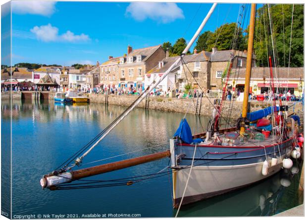 Traditional boat in Padstow harbour Canvas Print by Nik Taylor
