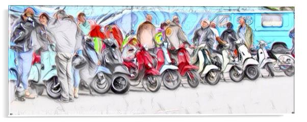 Scooter Rally Scene Acrylic by Beryl Curran